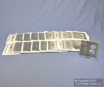 20 Leviton 2Gang Switch Receptacle Outlet Cover Stainless Steel Wallplates 84005