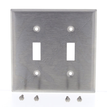 Leviton Stainless Steel 2-Gang Toggle Switch Cover Wall Plate Switchplate 84009