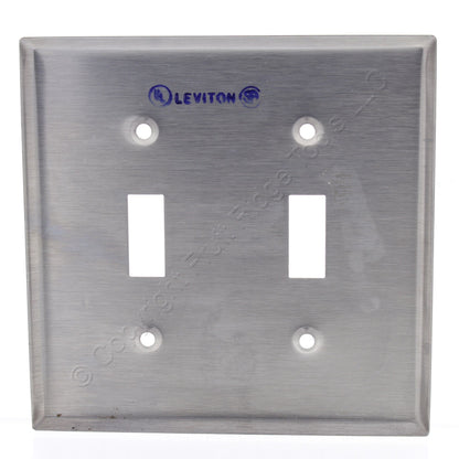 Leviton Stainless Steel 2-Gang Toggle Switch Cover Wall Plate Switchplate 84009
