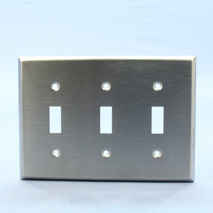 10 Leviton Type 430 Stainless Steel 3-Gang Toggle Switch Cover Wallplates 84011