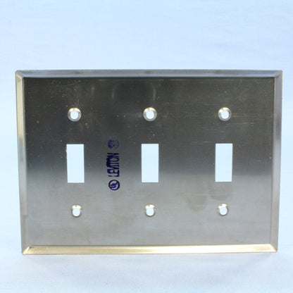 10 Leviton Type 430 Stainless Steel 3-Gang Toggle Switch Cover Wallplates 84011