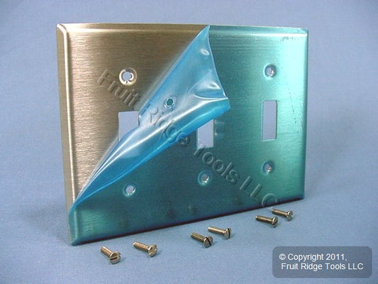 Leviton Non-Mag Stainless Steel 3-Gang Toggle Switch Cover Wallplate 84011-40