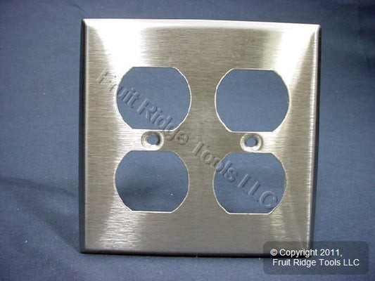 Leviton Stainless Steel 2-Gang Receptacle Wallplate Duplex Outlet Cover 84016