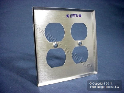 Leviton Stainless Steel 2-Gang Receptacle Wallplate Duplex Outlet Cover 84016