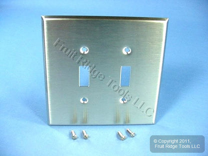 Leviton Stainless Steel Jumbo Non-Mag 2-Gang Toggle Switch Wallplate 84109-40