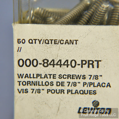 Leviton 84440-PRT Stainless Extra Long 7/8" Wallplate Phillips 6-32 Screws 50pcs