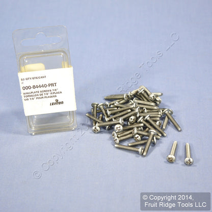 Leviton 84440-PRT Stainless Extra Long 7/8" Wallplate Phillips 6-32 Screws 50pcs