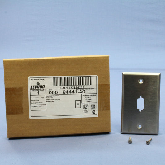 Leviton Non-Mag Stainless Steel Wallplate For DB9 Data Jack Connector 84441-40