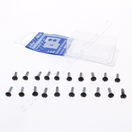 20 Leviton Brown 1/2" Outlet Wallplate Switch Cover Screws 6-32 Thread 85000-PRT
