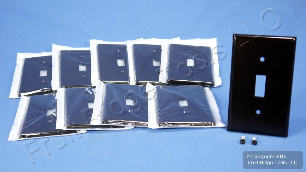 Leviton 85001 Brown 1-Gang Toggle Switch Plastic Standard Wallplate Covers 10pcs