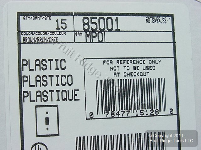 Leviton 85001 Brown 1-Gang Toggle Switch Plastic Standard Wallplate Covers 15pcs
