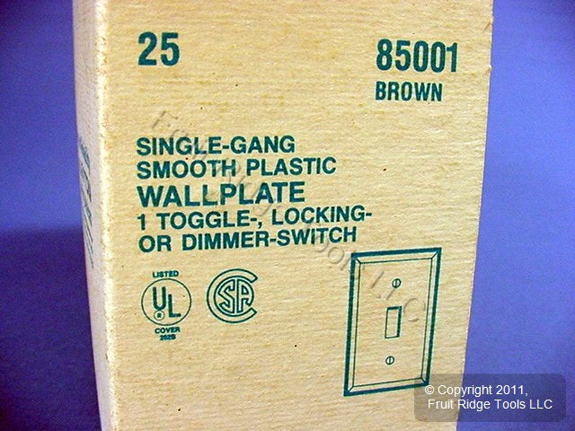 Leviton 85001 Brown 1-Gang Toggle Switch Plastic Standard Wallplate Covers 25pcs