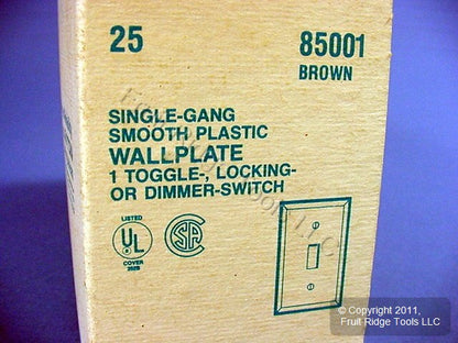 Leviton 85001 Brown 1-Gang Toggle Switch Plastic Standard Wallplate Covers 25pcs