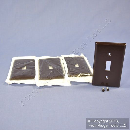 Leviton 85001 Brown 1-Gang Toggle Switch Plastic Standard Wallplate Covers 4pcs