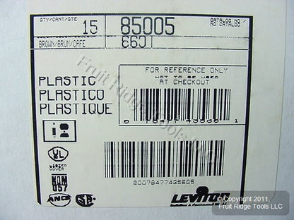 Leviton 85005 Brown 2-Gang Toggle Duplex Plastic Standard Wallplate Cover 15pcs