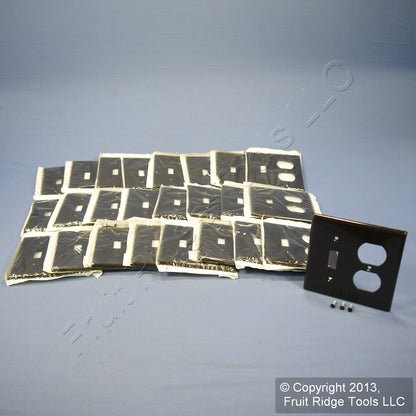 Leviton 85005 Brown 2-Gang Toggle Duplex Plastic Standard Wallplate Cover 25pcs
