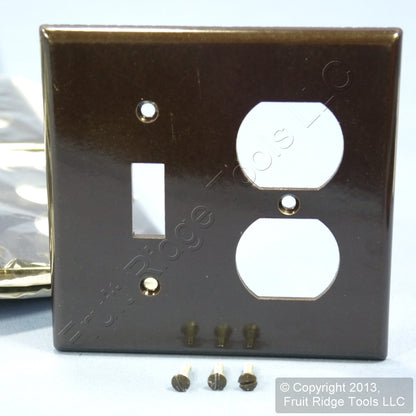 Leviton 85005 Brown 2-Gang Toggle Duplex Plastic Standard Wallplate Cover 25pcs