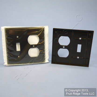 Leviton 85005 Brown 2-Gang Toggle Duplex Plastic Standard Wallplate Cover 25pcs