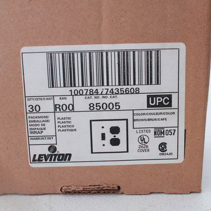 Leviton 85005 Brown 2-Gang Toggle Duplex Plastic Standard Wallplate Cover 30pcs