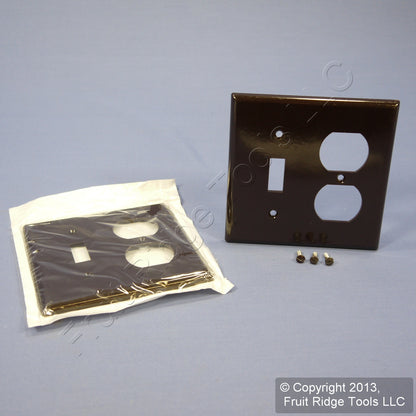Leviton 85005 Brown 2-Gang Toggle Duplex Plastic Standard Wallplate Cover 2-pack