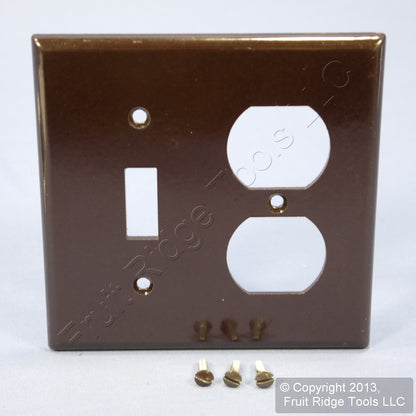 Leviton 85005 Brown 2-Gang Toggle Duplex Plastic Standard Wallplate Cover 2-pack