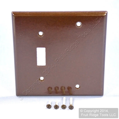 Leviton 85006 Brown 2-Gang Toggle Switch Blank Standard Size Wallplate Box Mount