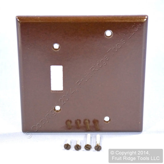 Leviton 85006 Brown 2-Gang Toggle Switch Blank Standard Size Wallplate Box Mount