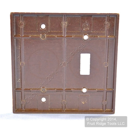 Leviton 85006 Brown 2-Gang Toggle Switch Blank Standard Size Wallplate Box Mount