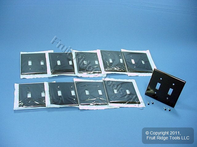 Leviton 85009 Brown 2-Gang Toggle Switch Plastic Standard Wallplate Covers 10pcs