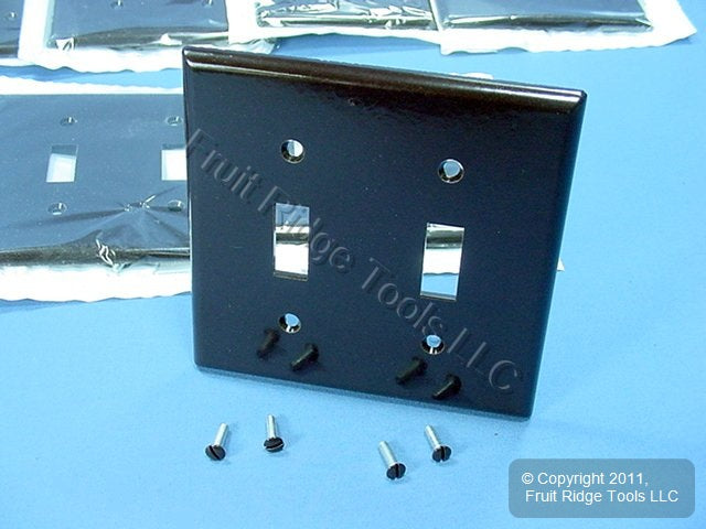 Leviton 85009 Brown 2-Gang Toggle Switch Plastic Standard Wallplate Covers 10pcs