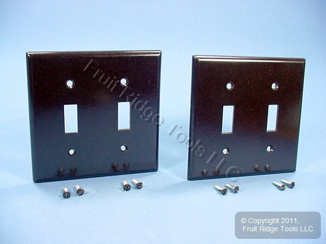 Leviton 85009 Brown 2-Gang Toggle Switch Plastic Standard Wallplate Covers 2pcs