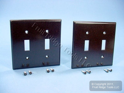 Leviton 85009 Brown 2-Gang Toggle Switch Plastic Standard Wallplate Covers 2pcs