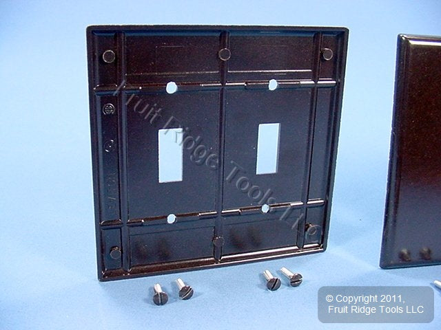 Leviton 85009 Brown 2-Gang Toggle Switch Plastic Standard Wallplate Covers 2pcs