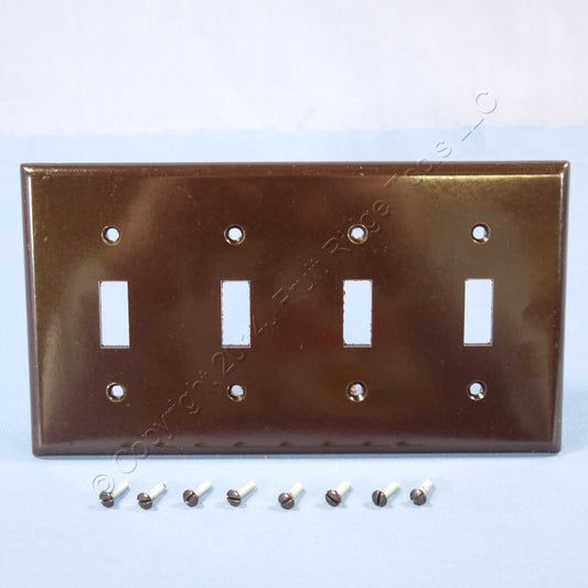 Leviton 85012 Brown Toggle Light Switch Cover 4-Gang Wall Plate Switchplate