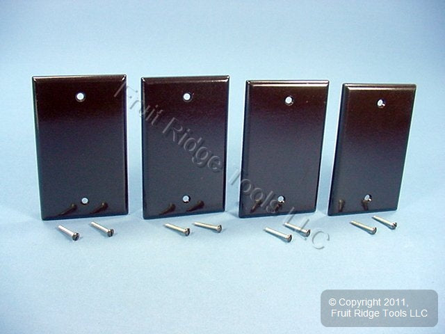 Leviton 85014 Brown 1-Gang Blank Plastic Standard Wallplate Cover Box Mount 4pcs