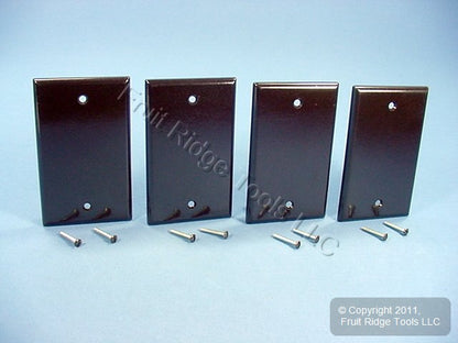 Leviton 85014 Brown 1-Gang Blank Plastic Standard Wallplate Cover Box Mount 4pcs