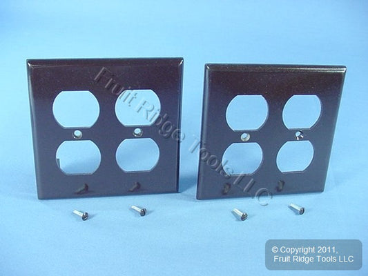 Leviton 85016 Brown 2-Gang Duplex Outlet Plastic Standard Wallplate Cover 2-pack