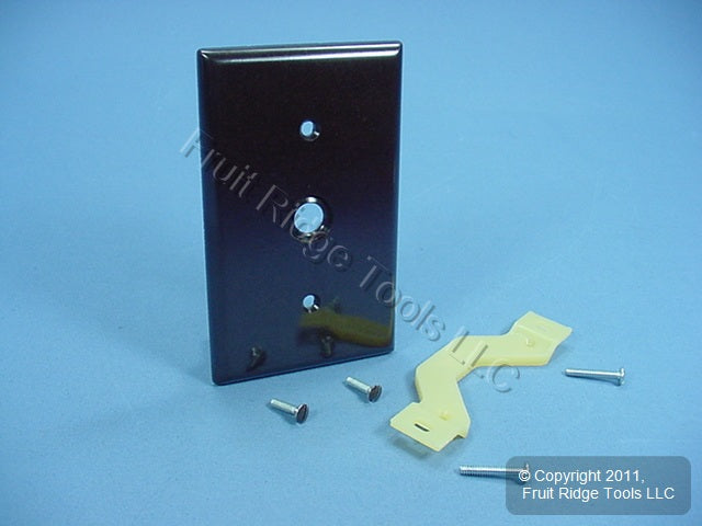 Leviton 85018 Brown 1-Gang Phone .406" Hole Plastic Wallplate Cover Strap Mount