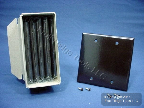 Leviton 85025 Brown 2-Gang Blank Plastic Standard Wallplate Cover Box Mount 10pc