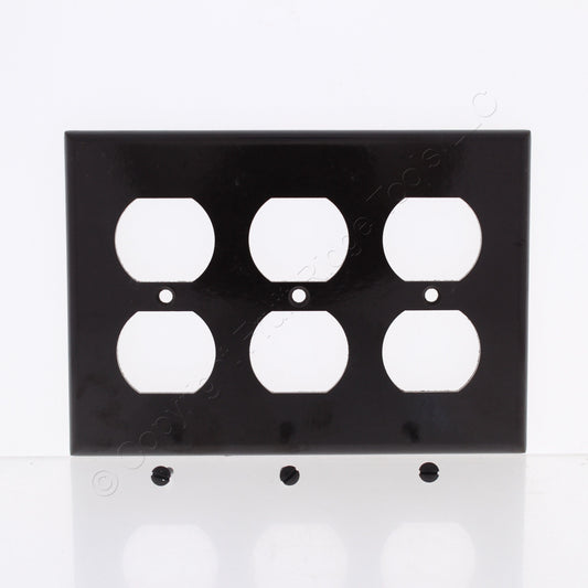 Leviton 85030 Brown 3-Gang 3-Duplex Outlet Plastic Standard Wallplates 10pcs