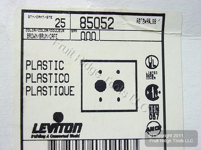 Leviton 85052 Brown 2-Gang Dual 1.406in. Outlet Plastic Wallplate Covers 25pcs