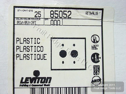 Leviton 85052 Brown 2-Gang Dual 1.406in. Outlet Plastic Wallplate Covers 25pcs