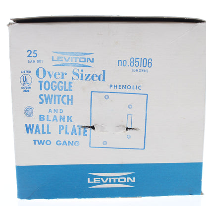 Leviton 85106 Oversize Brown Blank Switch Cover 2Gang Plastic Wallplates 25-Pack