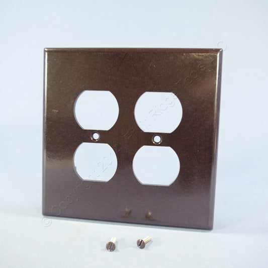 Leviton 85116 Brown 2-Gang Plastic Duplex Outlet Oversize Wallplate Cover Plate