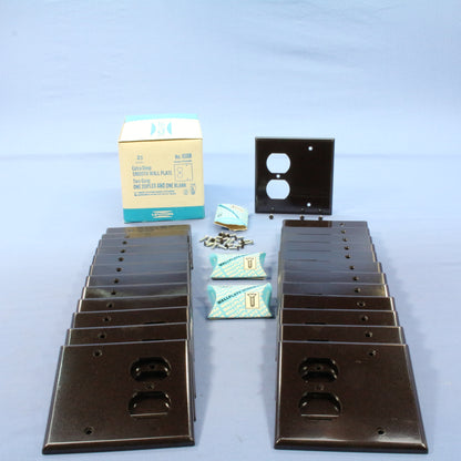 Leviton 85308 Brown 2-Gang Blank Duplex Plastic X-Deep Wallplate Box Mount 25pcs