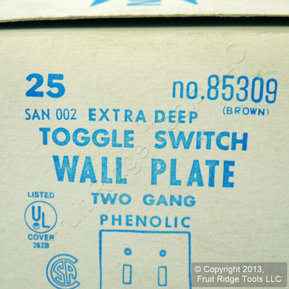 Leviton 85309 Brown X-Deep 2-Gang Toggle Switch Cover Plastic Wallplates 25-Pack