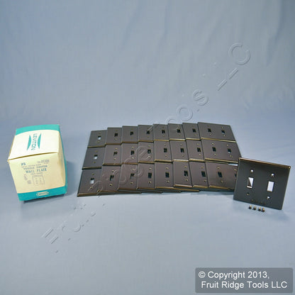 Leviton 85309 Brown X-Deep 2-Gang Toggle Switch Cover Plastic Wallplates 25-Pack