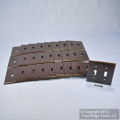 Leviton 85309 Brown X-Deep 2-Gang Toggle Switch Cover Plastic Wallplates 25-Pack