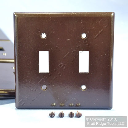Leviton 85309 Brown X-Deep 2-Gang Toggle Switch Cover Plastic Wallplates 25-Pack