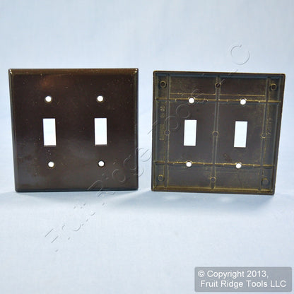 Leviton 85309 Brown X-Deep 2-Gang Toggle Switch Cover Plastic Wallplates 25-Pack